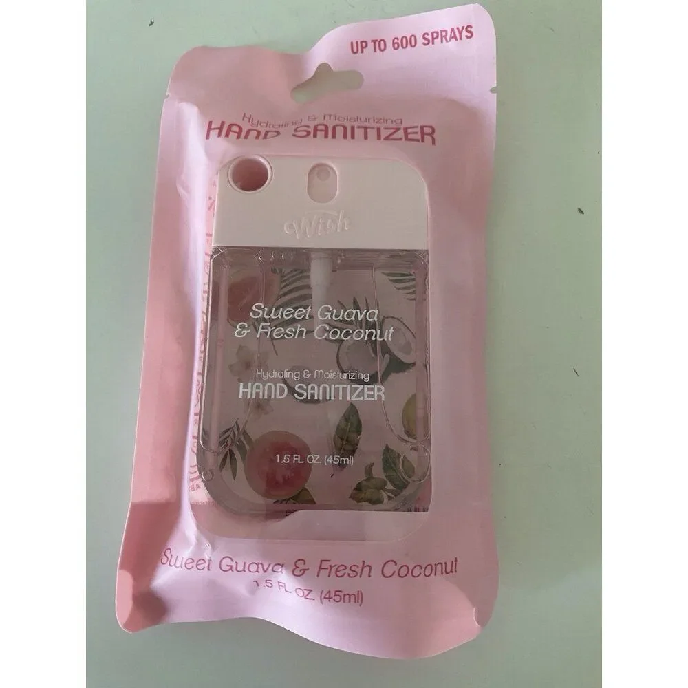 Wish Scented Hand Sanitizer Spray‎ 1.5 Fl Oz Sweet Guava Fresh Coconut Hydrating